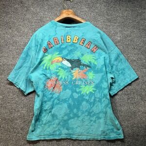 Vintage Caribbean Princess Cruises Graphic T Shirt Blue Size L/XL Made In USA
